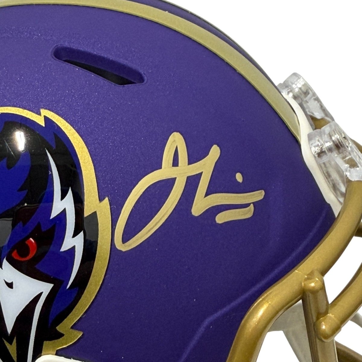 Jamal Lewis Signed Baltimore Ravens Alt Purple Mini Helmet JSA Witness COA