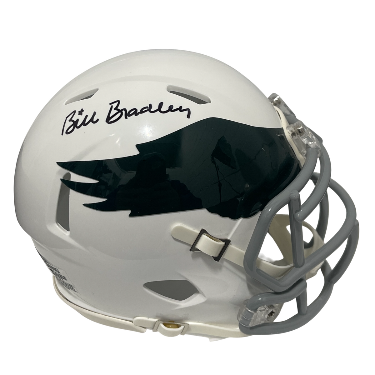 Bill Bradley Signed Eagles TB 69-73 Mini Helmet Beckett Witness BAS COA
