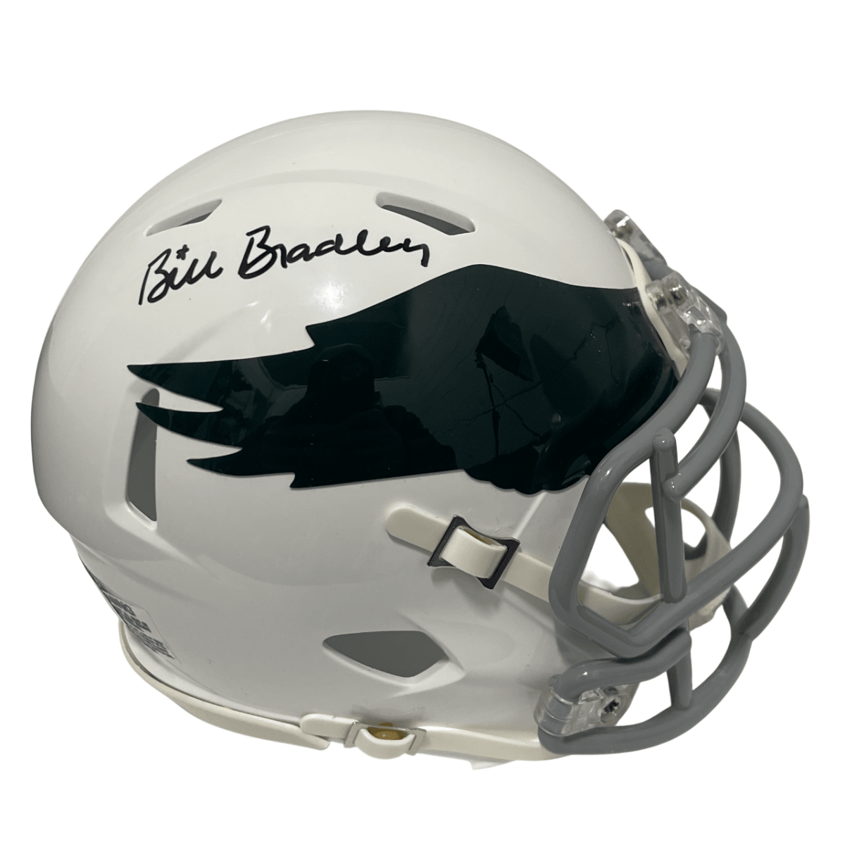 Bill Bradley Signed Eagles TB 69-73 Mini Helmet Beckett Witness BAS COA