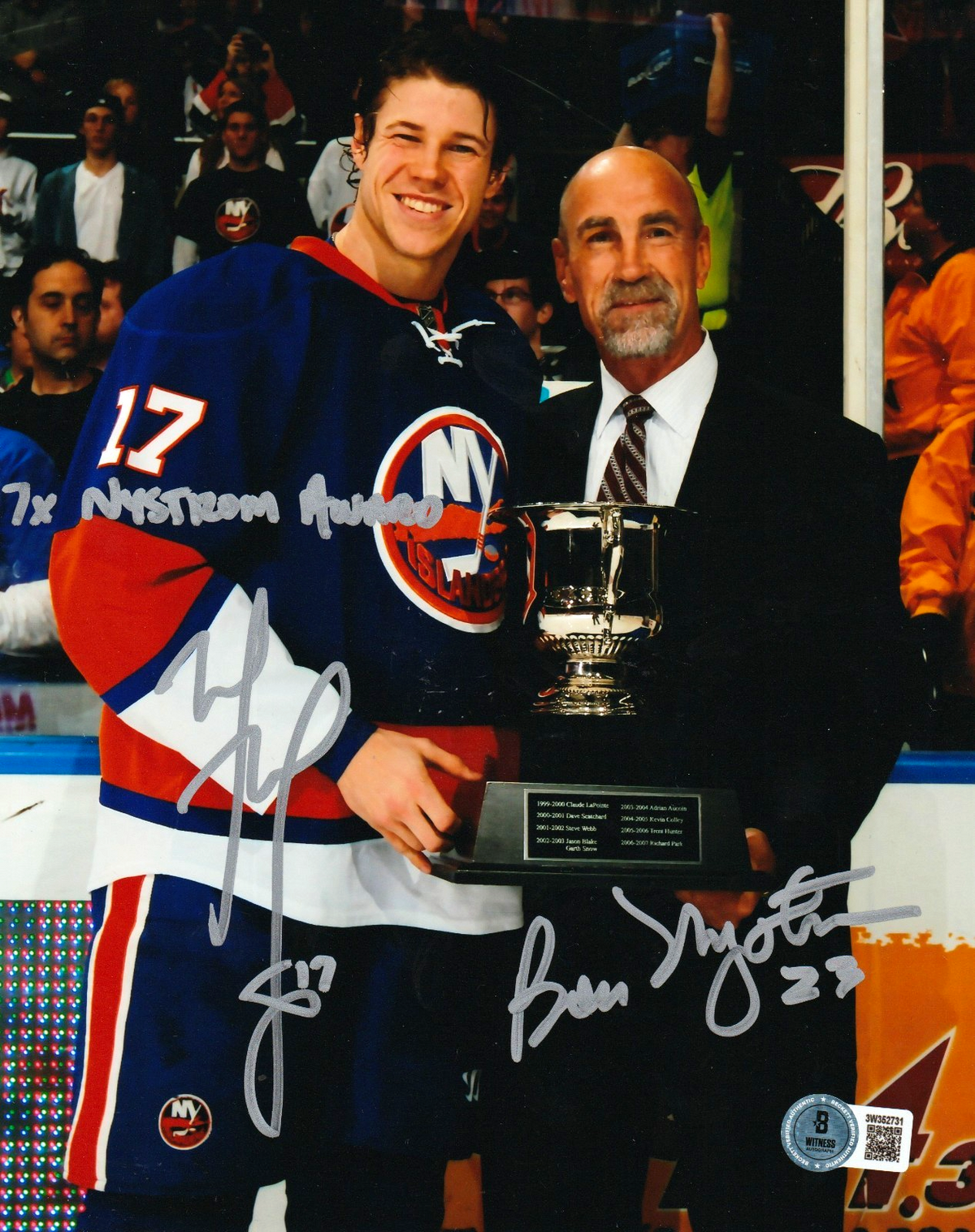 Matt Martin &amp; Bob Nystrom Dual Signed 8x10 Photo w Ins Beckett BAS COA Islanders