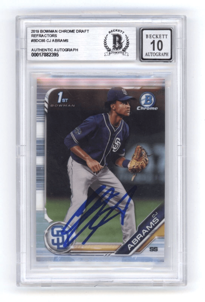 CJ Abrams 2019 Bowman Chrome Draft Refractor BDC85 1st Signed BAS BGS 10 Auto