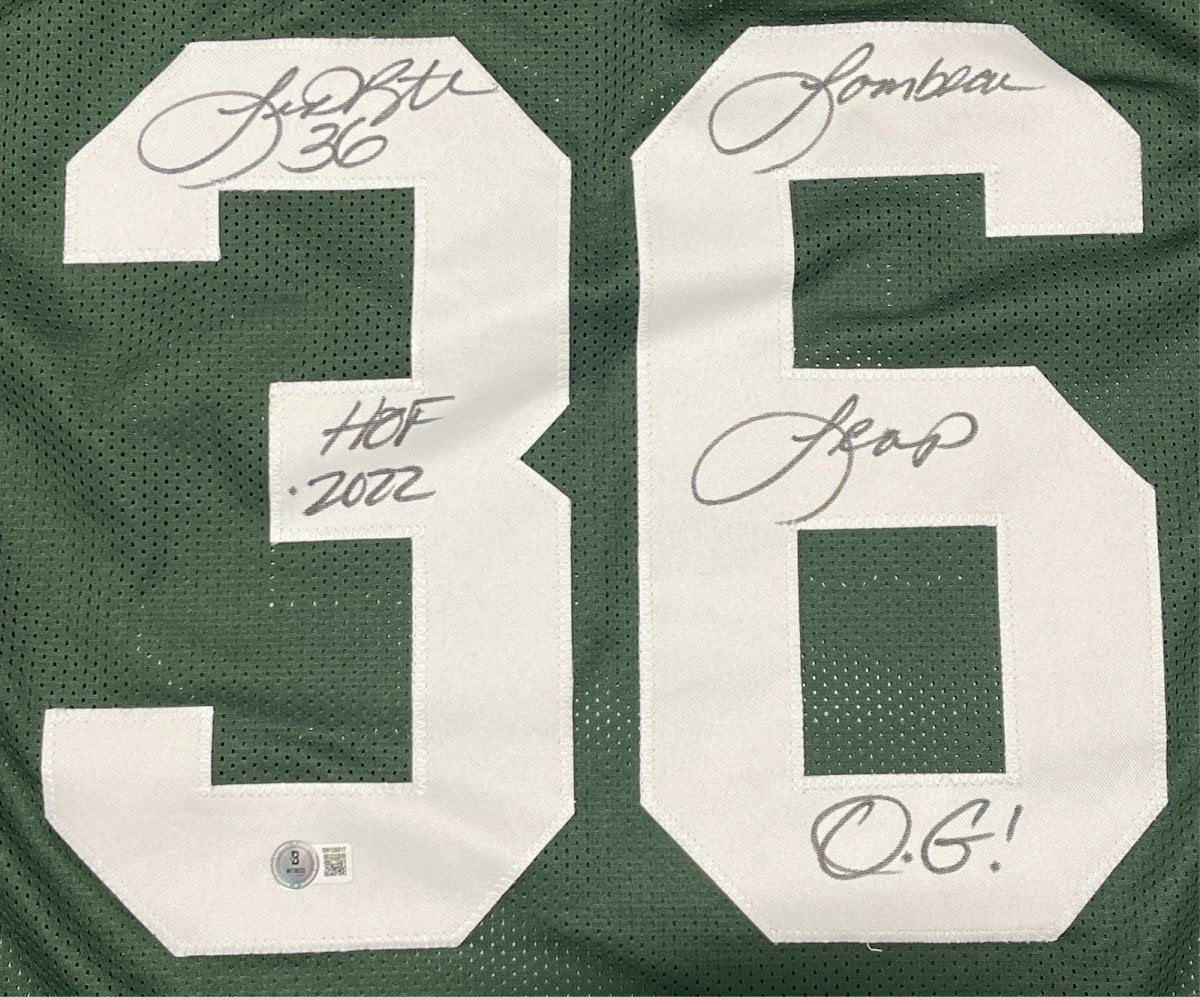 LeRoy Butler Signed Packers Custom Jersey w/ 2 Ins Beckett Witness BAS COA
