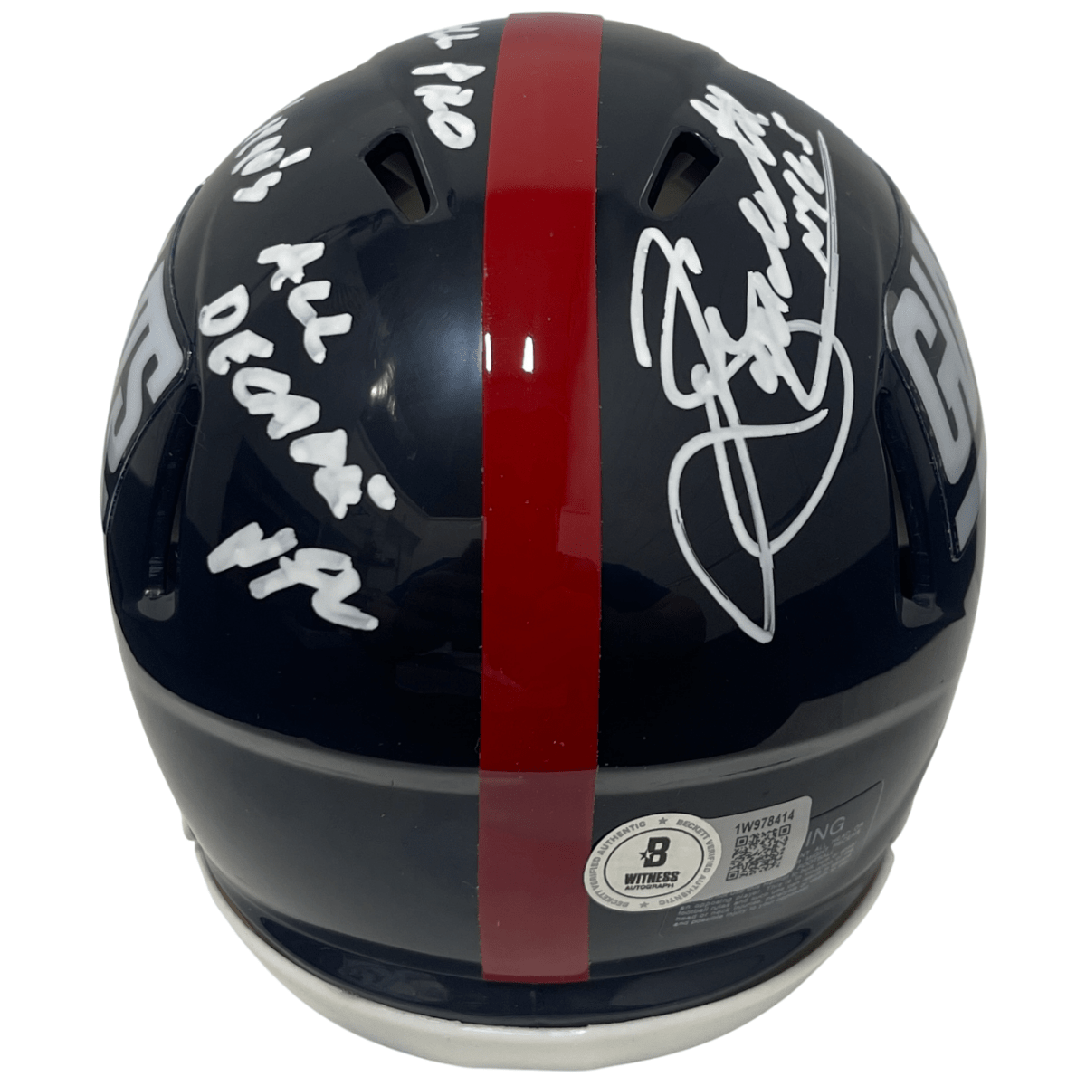 Sean Landeta Signed New York Giants TB Mini Helmet w/ 3 Insc Beckett Wit BAS COA
