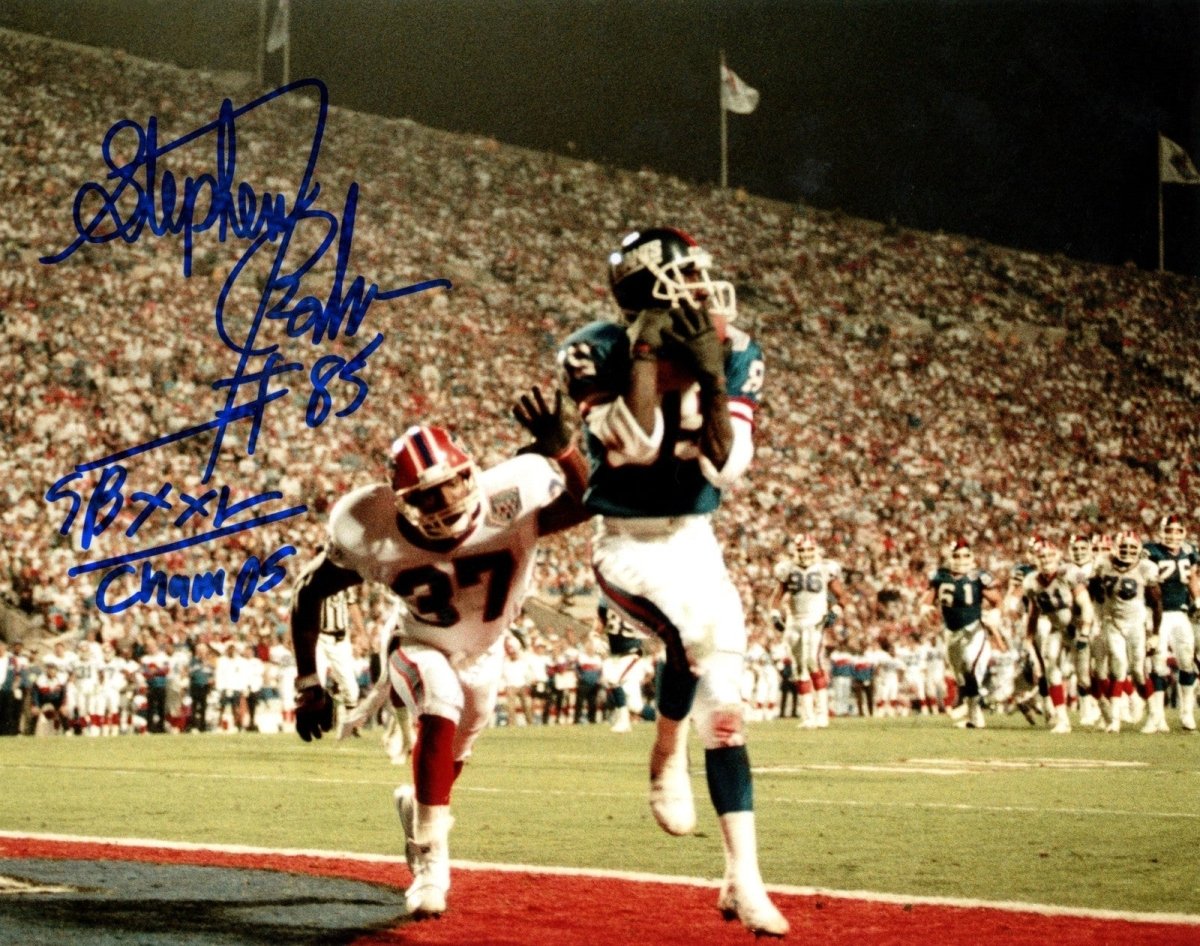 Stephen Baker Signed Autographed Giants 8x10 Photo w/ SB XXV Champs LSCM COA #2