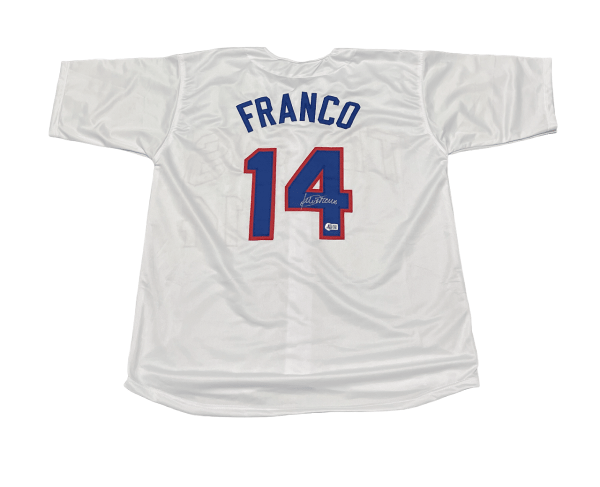 Julio Franco Signed Texas Rangers Custom Jersey Beckett Witness BAS COA