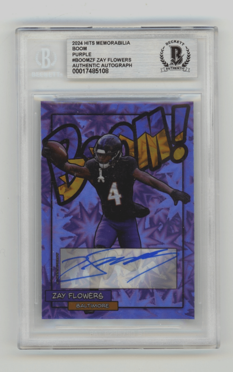 Zay Flowers 2024 Hits Memorabilia BOOM Purple /4 Signed BGS BAS Auto Ravens