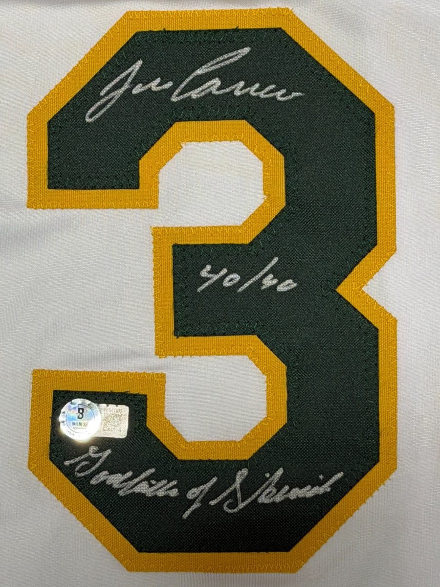 Jose Canseco Signed Athletics Custom Jersey w/ 40/40 + Steroids Beckett Wit COA