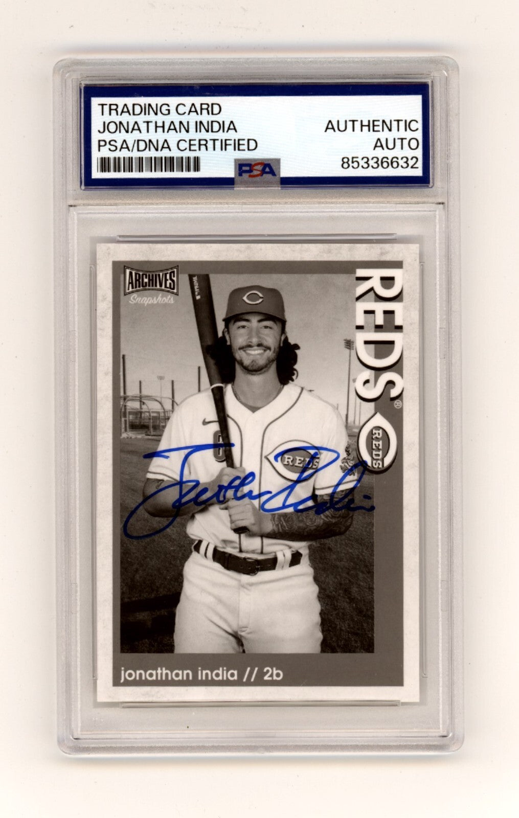 Jonathan India 2022 Topps Archives Snapshots Black &amp; White #36 Signed PSA Auto