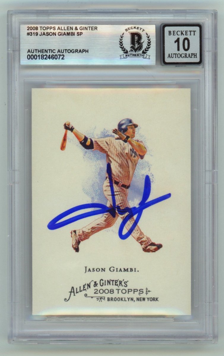 Jason Giambi 2008 Topps Allen & Ginter #319 Signed Beckett BGS 10 Auto Yankees