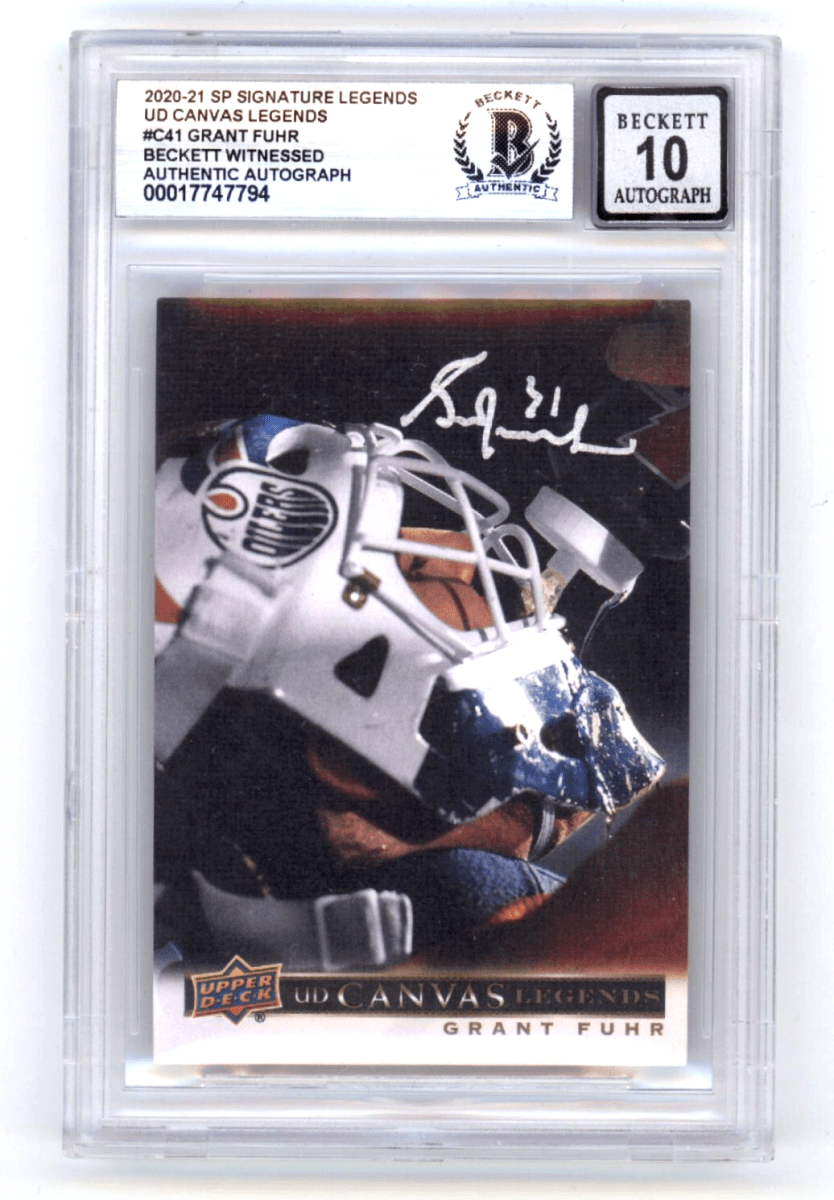 Grant Fuhr 2020-21 Upper Deck Canvas Legends #C41 Signed Beckett BGS 10 Auto