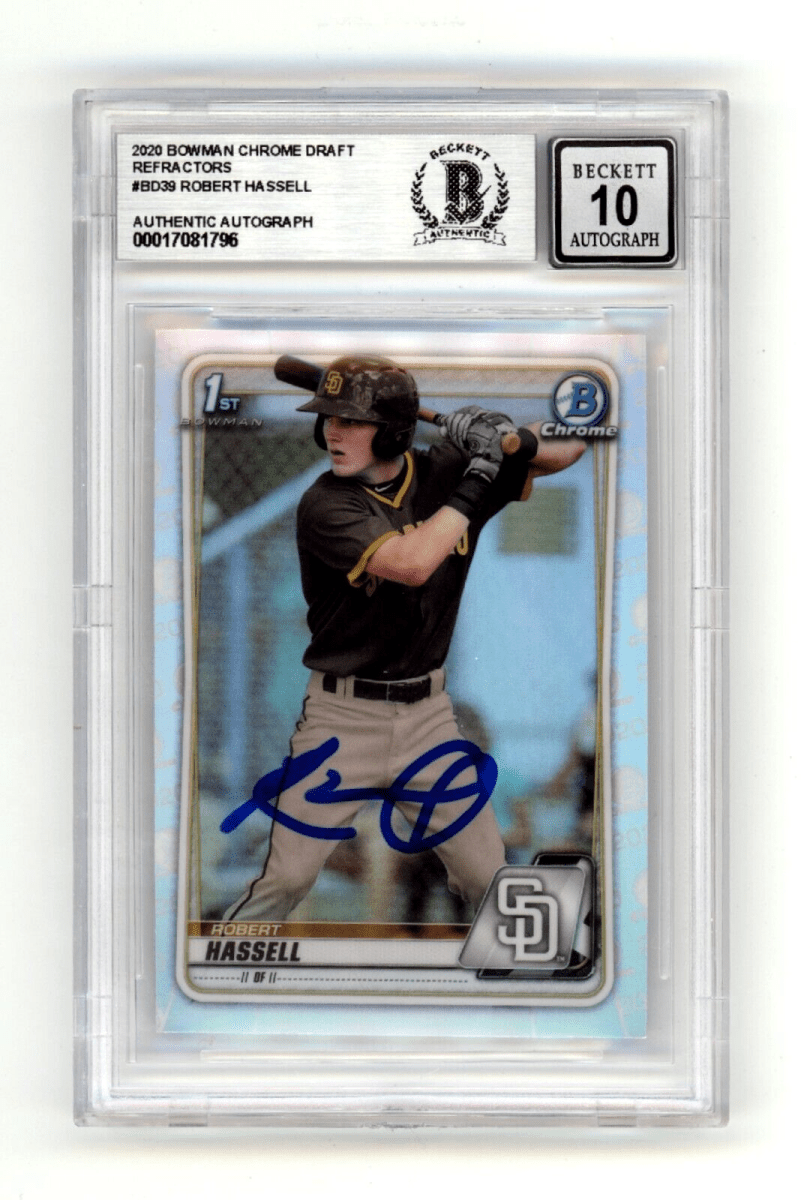 Robert Hassell 2020 Bowman Chrome Draft Refractor #BD39 Signed BAS BGS 10 Auto