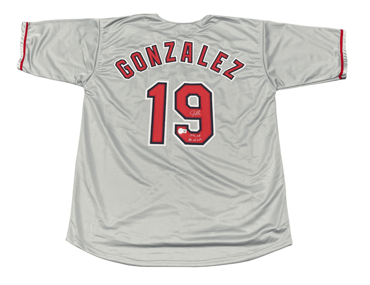 Juan Gonzalez Signed Rangers Custom Jersey w/ 96, 98 AL MVP Beckett Wit BAS COA
