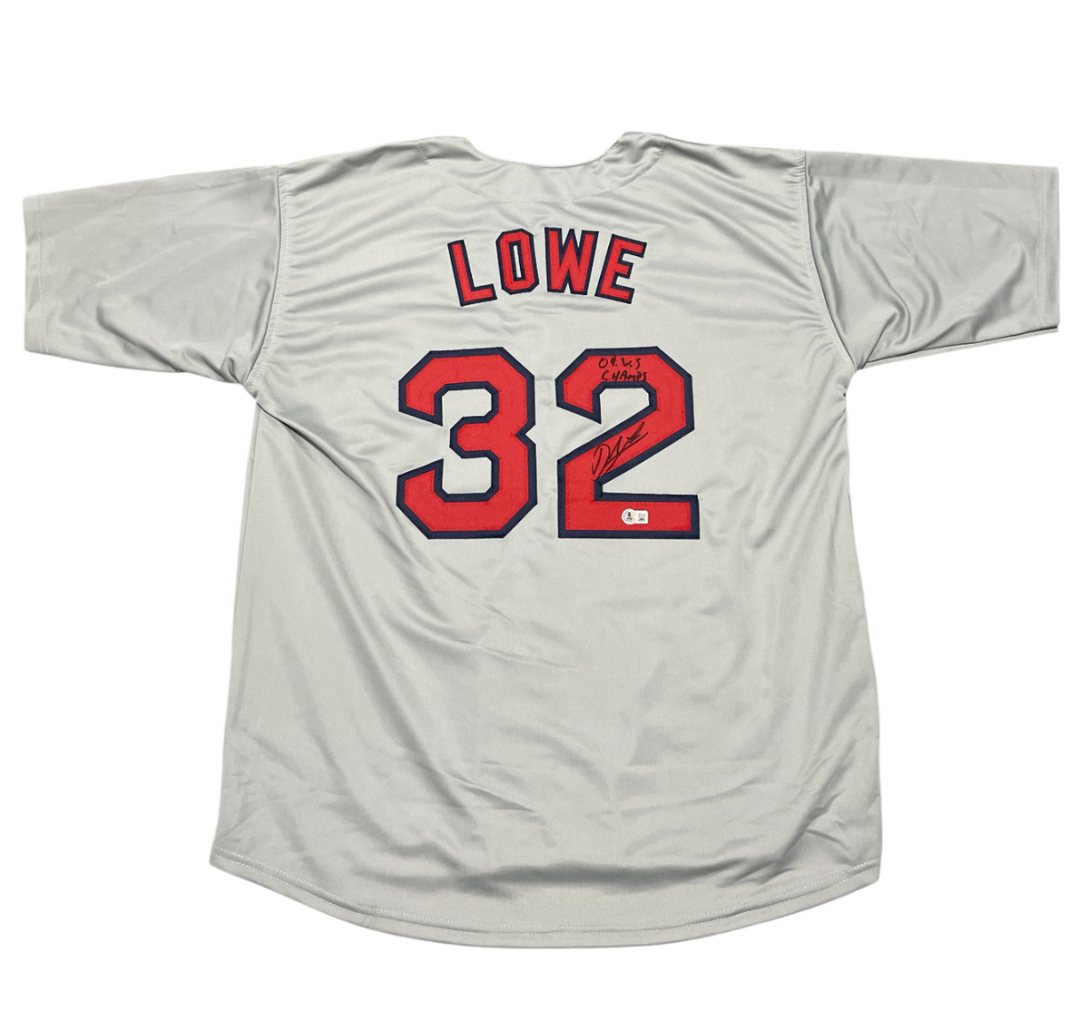 Derek Lowe Signed Boston Red Sox Custom Jersey w/ 04 WS Champs Beckett BAS COA