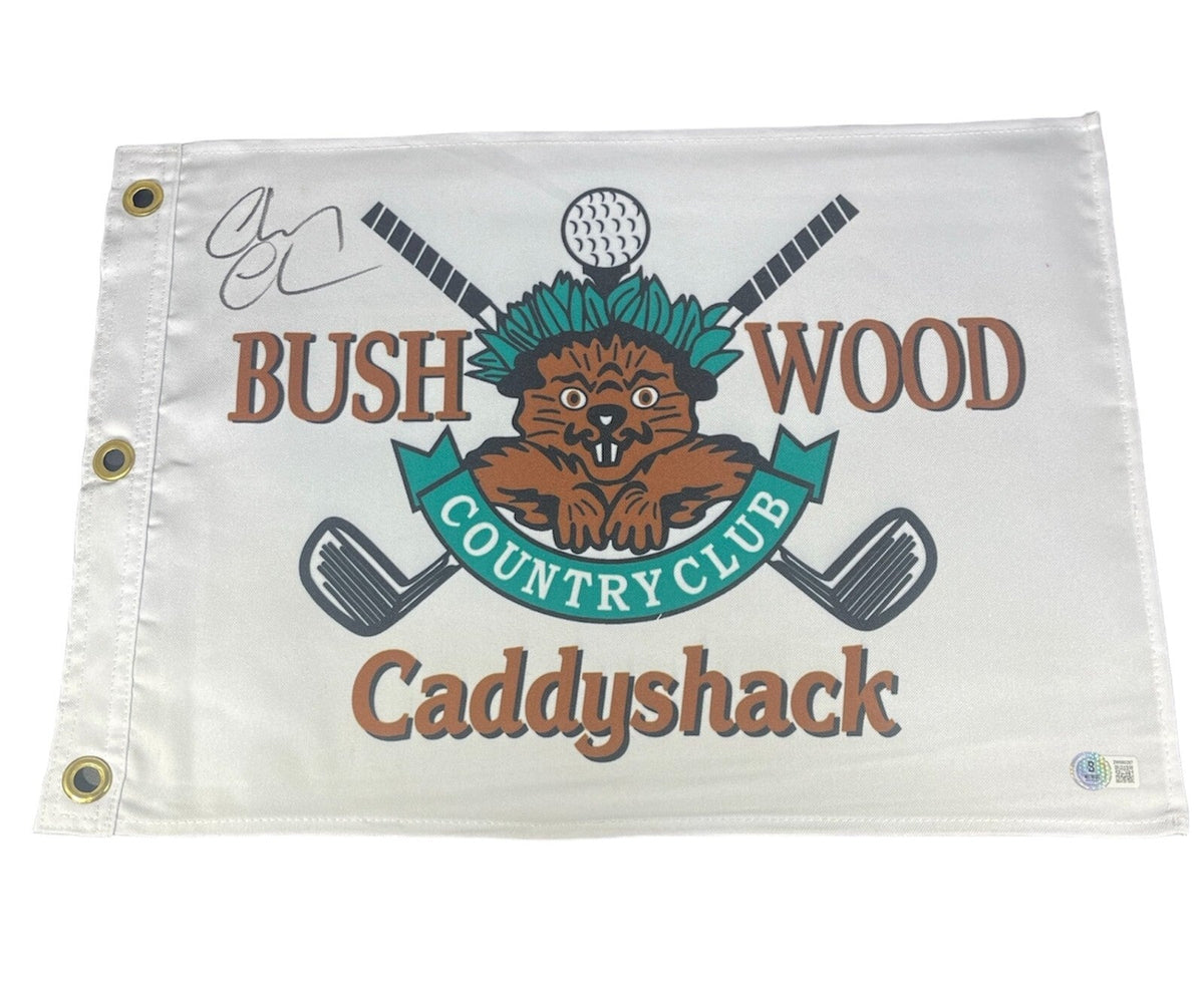 Chevy Chase Signed Auto Caddyshack Bushwood Country Club Golf Flag Beckett COA