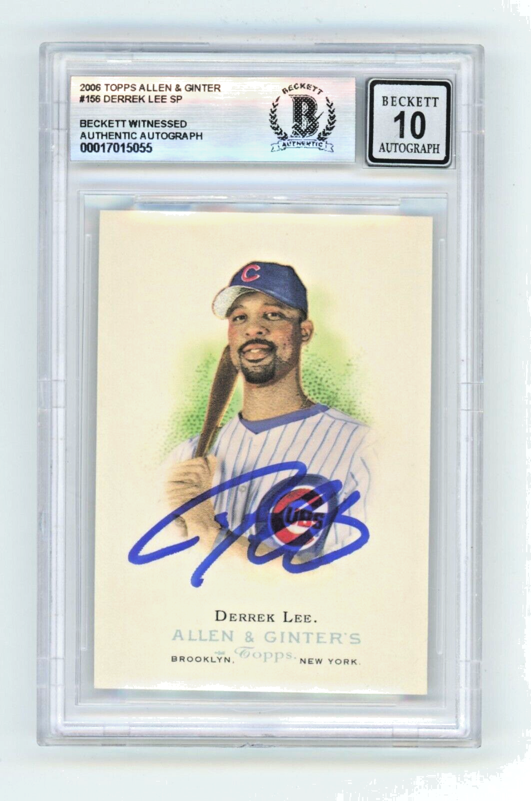 Derrek Lee 2006 Topps Allen &amp; Ginter #156 Signed Beckett Wit BAS BGS 10 Auto