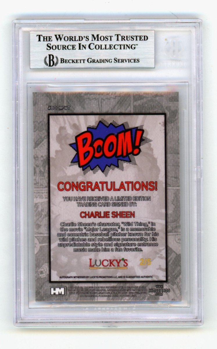 Charlie Sheen 2024 Hits Memorabilia BOOM Red /5 Signed BGS BAS Auto Wild Thing