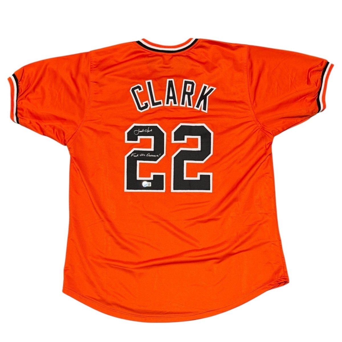 Jack Clark Signed Giants Custom Jersey w/ F**k the Dodgers Beckett W BAS COA