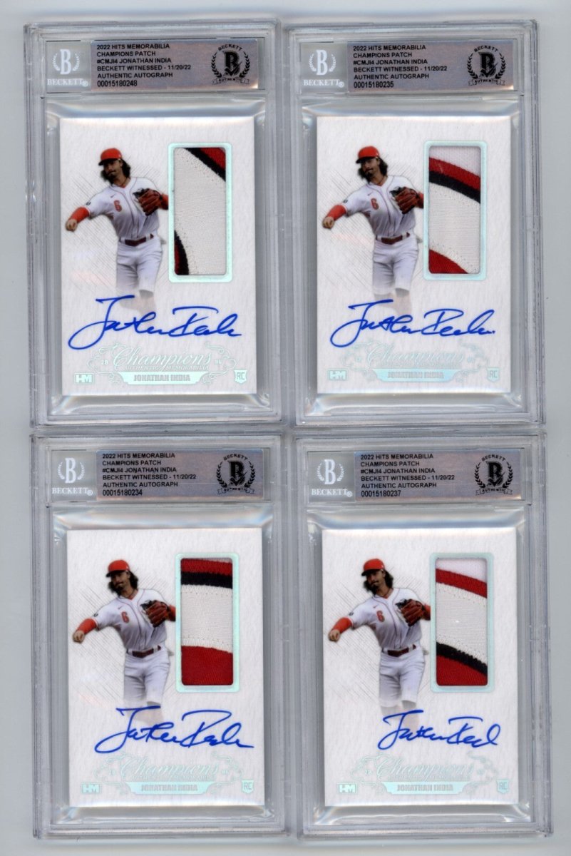 Jonathan India 2021 Hits Memorabilia Champions Silver Patch Auto RC #/10 BGS BAS