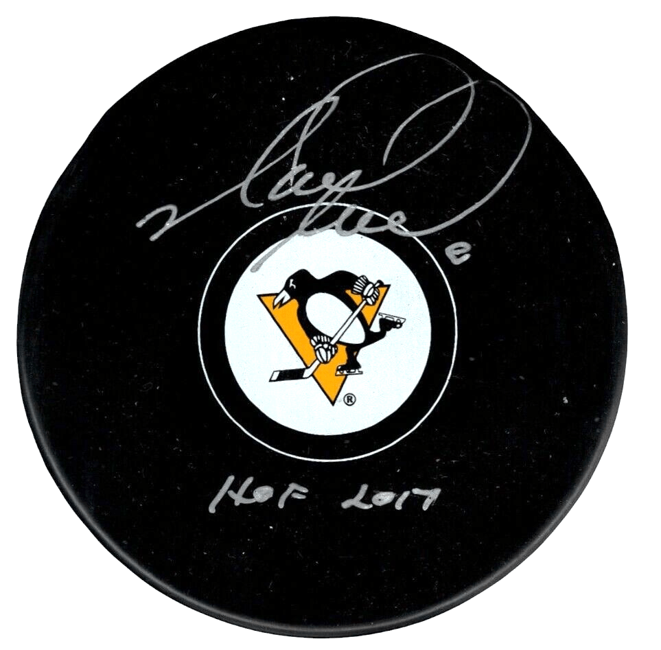 Mark Recchi Signed Pittsburgh Penguins Puck w/ HOF 2017 JSA COA