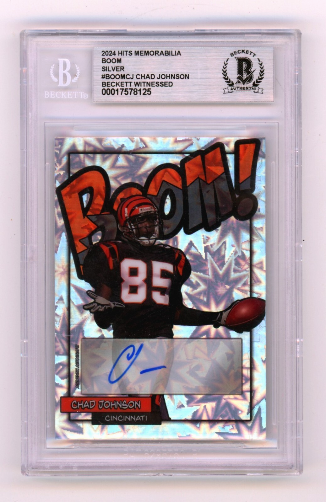 Chad Johnson 2024 Hits Memorabilia BOOM Silver Signed BGS BAS Auto Cincinnati