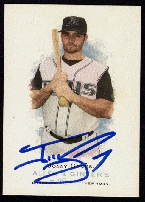 Jonny Gomes Signed Auto 2006 Topps Allen &amp; Ginter #86 LSCM COA Rays Red Sox