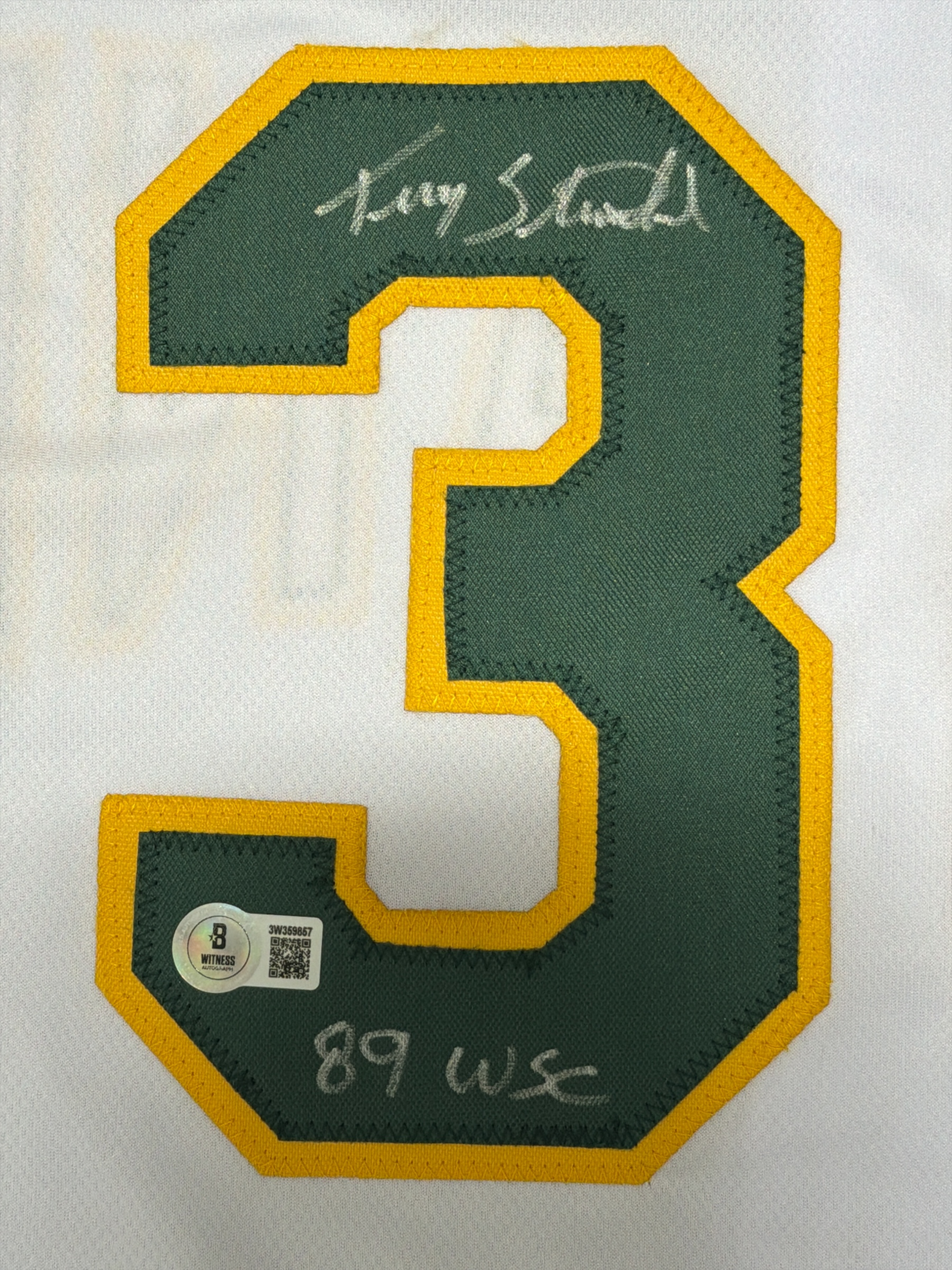 Terry Steinbach Signed Oakland Athletics Custom Jersey w/ WSC Beckett W BAS COA