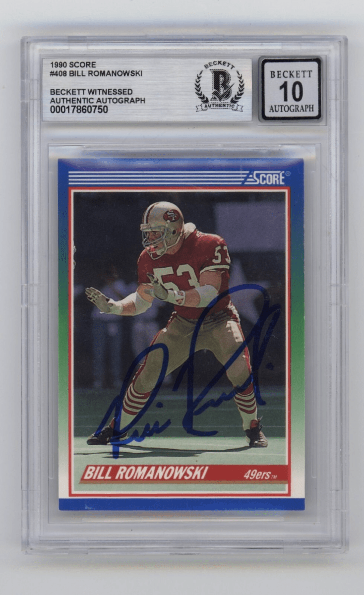 Bill Romanowski 1990 Score #408 RC Signed Beckett BGS 10 Auto 49ers