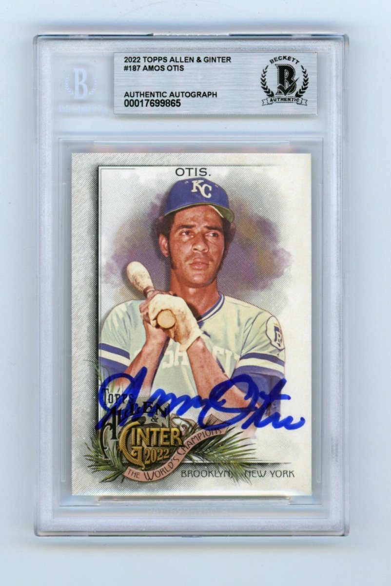 Amos Otis 2022 Topps Allen &amp; Ginter #187 Signed Beckett BGS BAS Auto Royals