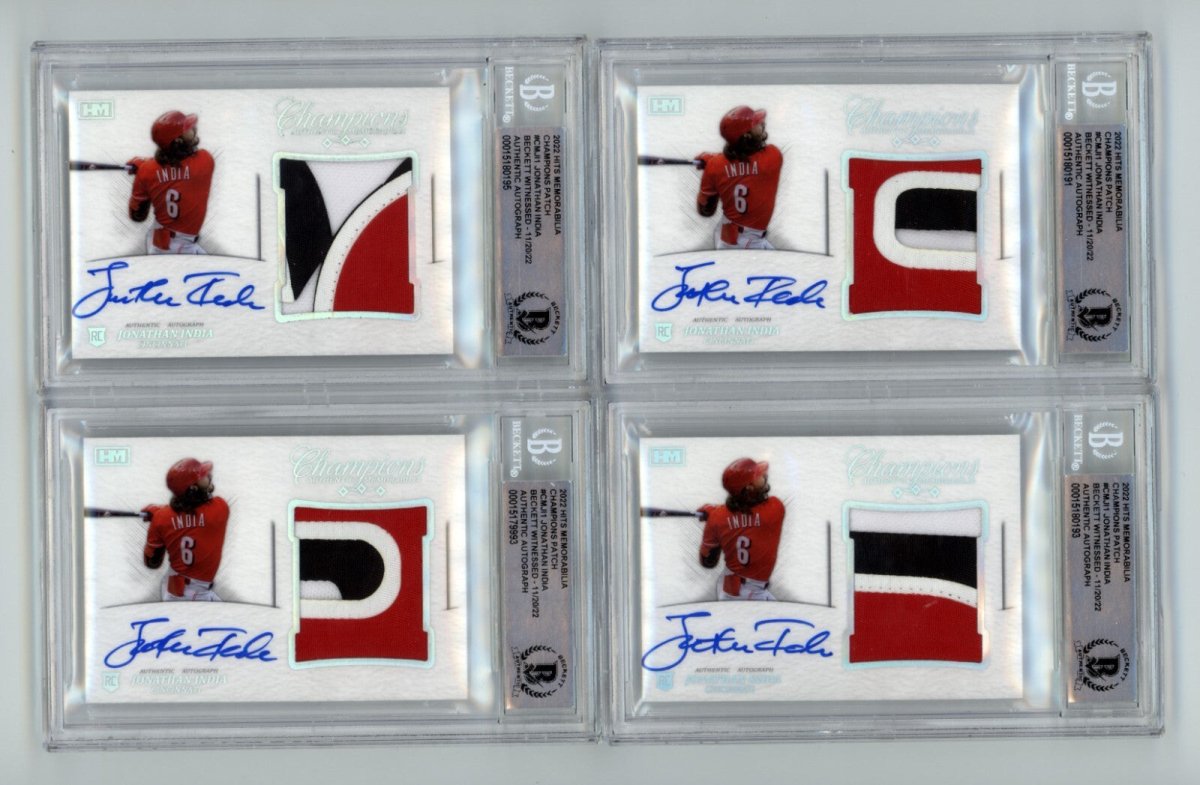 Jonathan India 2021 Hits Memorabilia Champions Prime Patch Auto RC #/10 BGS BAS