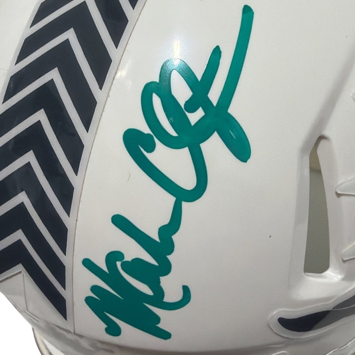 Mark Clayton &amp; Mark Duper Dual Signed Dolphins Salute Mini Helmet JSA Wit COA