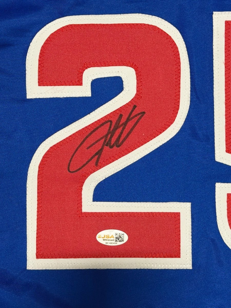 Derrek Lee Signed Autographed Chicago Cubs Custom Jersey JSA Witness COA