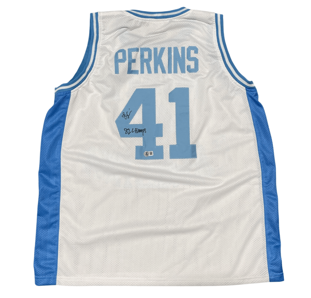 Sam Perkins Signed North Carolina UNC Custom Jersey w/ 82 Champs Beckett BAS COA