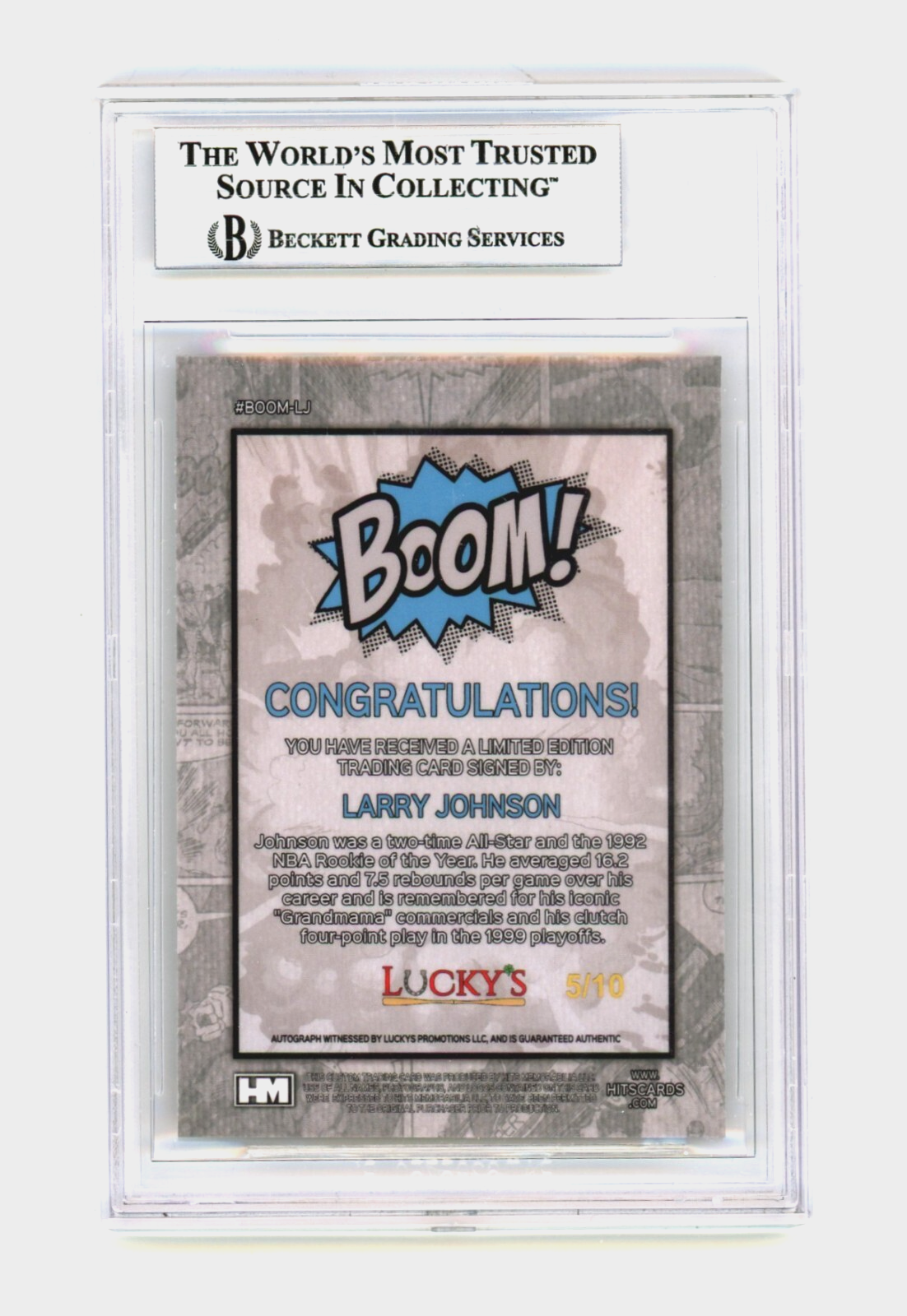Larry Johnson 2024 Hits Memorabilia BOOM Gold /10 Signed BGS BAS Auto Charlotte