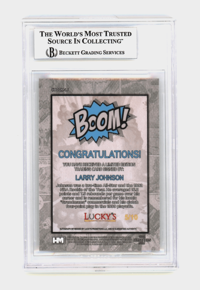 Larry Johnson 2024 Hits Memorabilia BOOM Gold /10 Signed BGS BAS Auto Charlotte