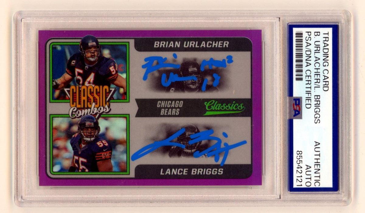 Brian Urlacher Lance Briggs 2021 Panini Classic Combo Purple /25 Signed PSA Auto
