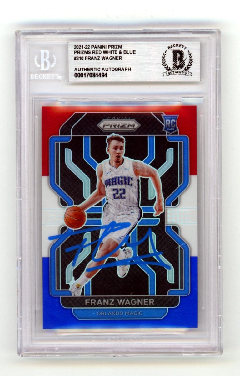Franz Wagner 2021-22 Prizm Red White Blue RWB #310 RC Signed BAS BGS Auth Auto