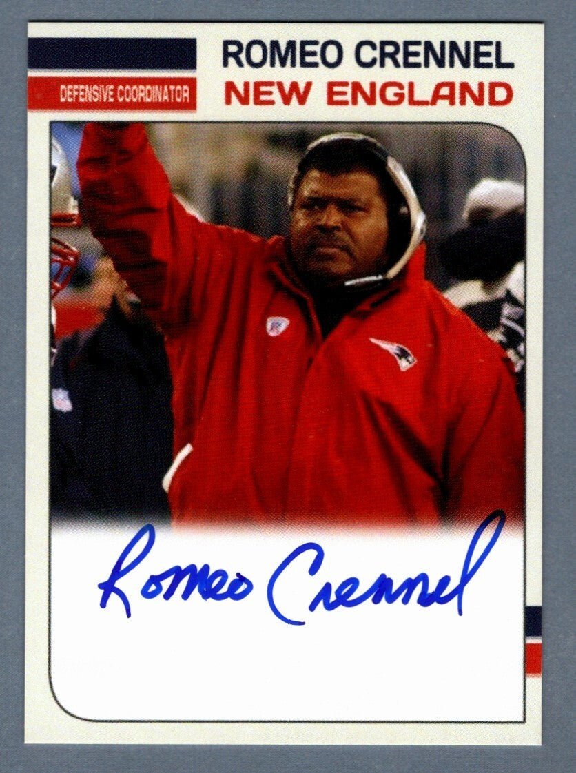 Romeo Crennel Signed Auto Custom Card LSCM COA New England Patriots