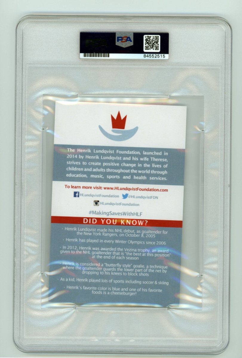 Henrik Lundqvist Signed Foundation Print PSA DNA Authentic Auto NY Rangers B