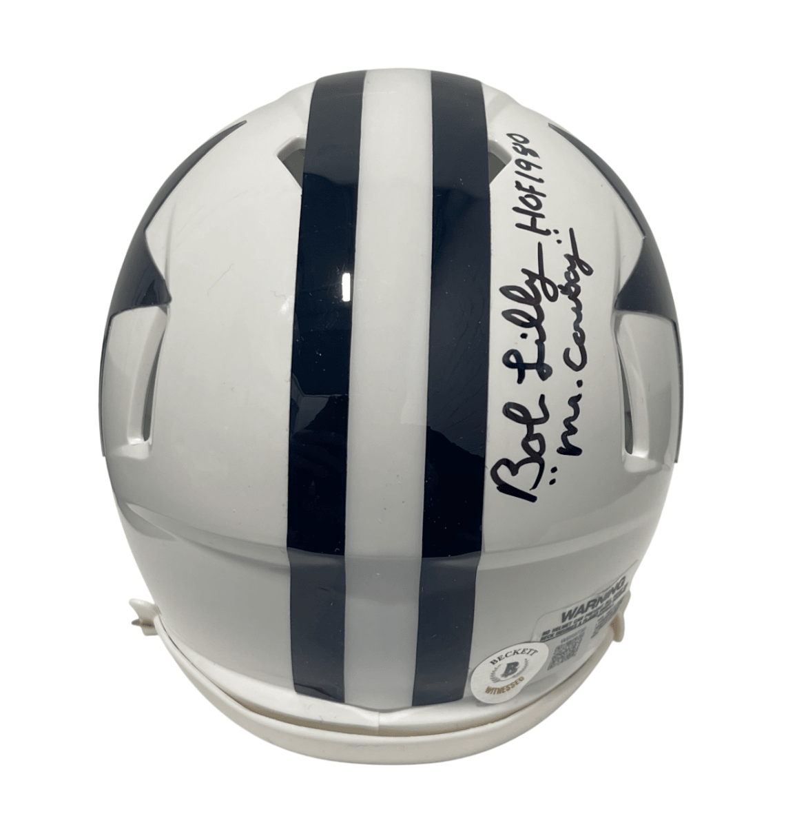 Bob Lilly Signed TB Cowboys Mini Helmet w/ 4 Ins Beckett Witness BAS COA