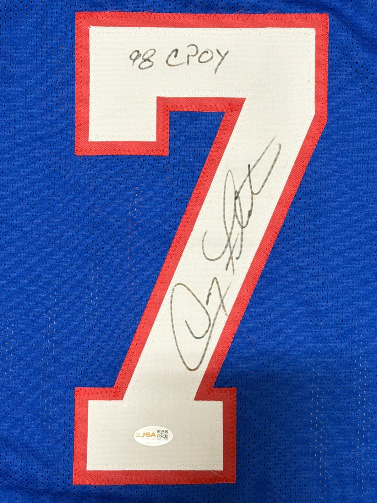 Doug Flutie Signed Buffalo Bills Custom Jersey w/ 98 CPOY JSA Witness COA