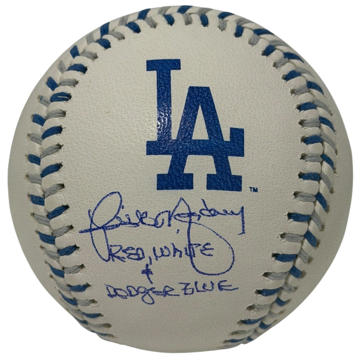 Rick Monday Signed Dodgers Logo Baseball Red White &amp; Dodger Blue JSA WITNESS COA