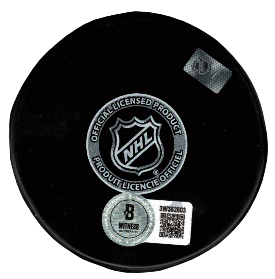 Bo Horvat Signed New York Islanders Puck w/ Bo Knows Beckett Witness BAS COA B/O