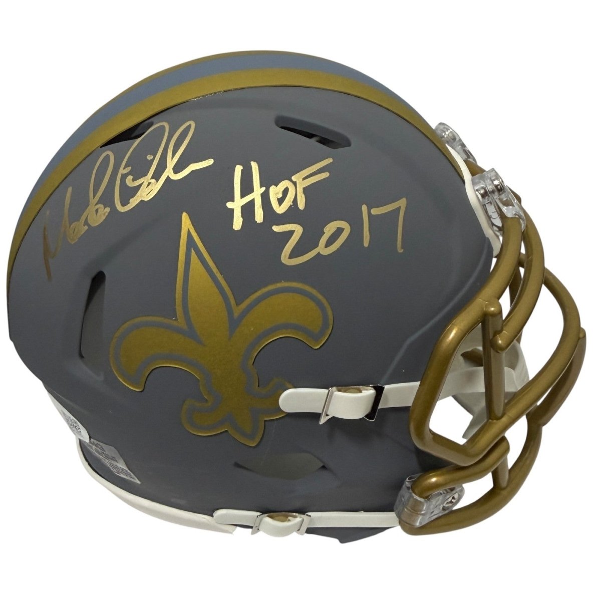 Morten Anderson Signed Saints Slate Mini Helmet w/ HOF 2017 JSA Witness COA