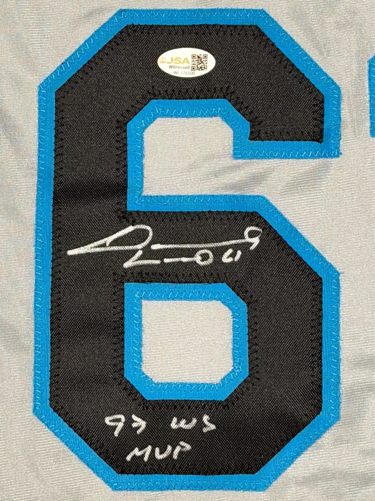 Livan Hernandez Signed Marlins Custom Jersey w/ 97 WS MVP JSA Witness COA