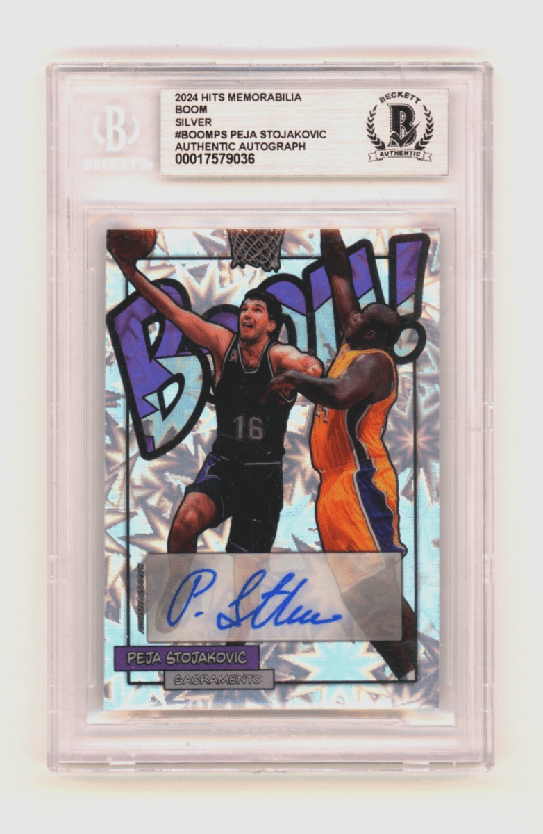 Peja Stojakovic 2024 Hits Memorabilia BOOM Silver JSY # 16/16 Signed BGS Auto