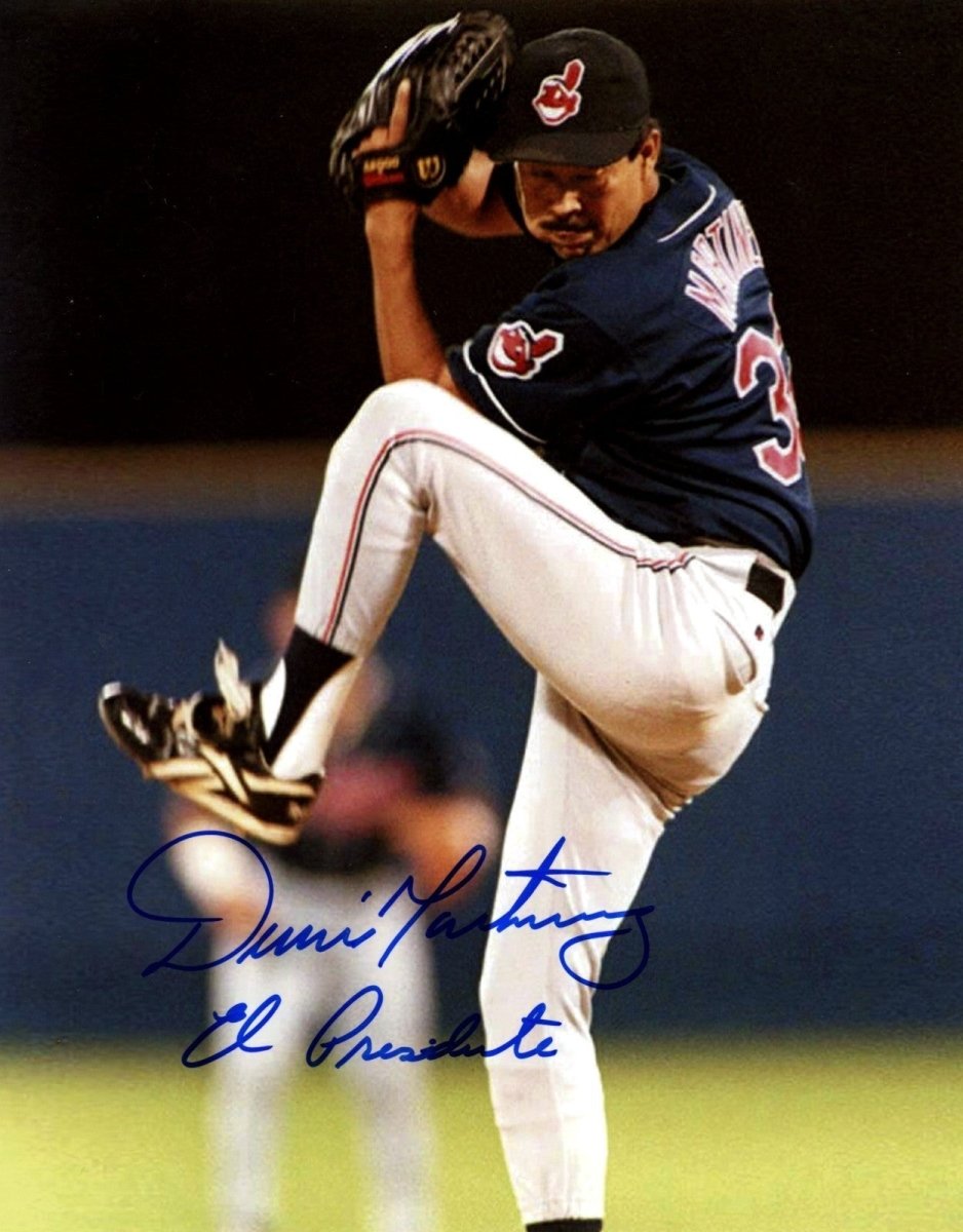 Dennis Martinez Signed Cleveland Indians 8x10 Photo w/ El Presidente LSCM COA