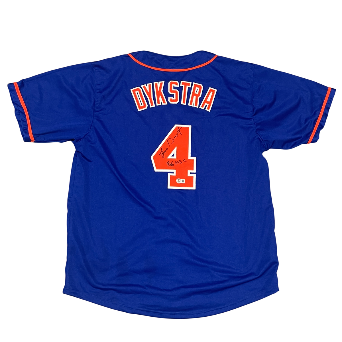Lenny Dykstra Signed NY Mets Custom Jersey w/ 86 WSC Beckett Witness BAS COA