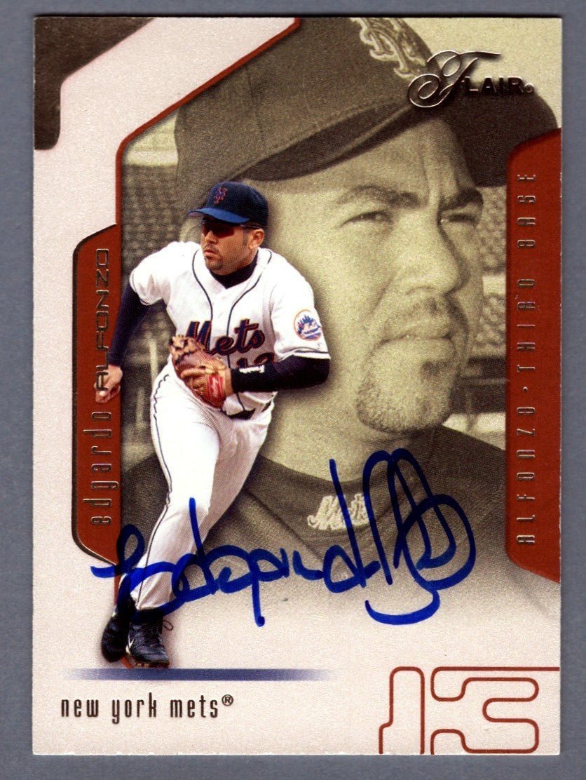Edgardo Alfonzo Signed Autographed 2002 Fleer #24 LSCM COA New York Mets