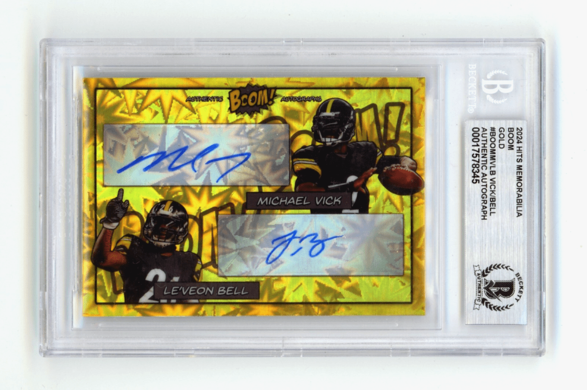 Michael Vick Le'Veon Bell 2024 Hits Memorabilia BOOM Gold /5 Signed BGS BAS Auto