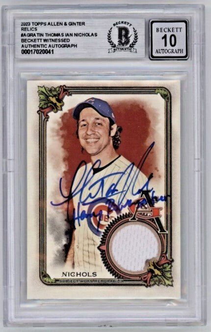 Thomas Ian Nicholas 2023 Allen &amp; Ginter White Jersey Insc Signed BAS BGS 10 Auto